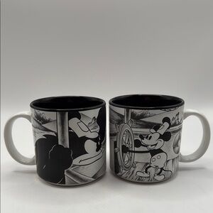 Disney Classic Black and White Mickey Mouse‎ Mug Pair Made in Japan